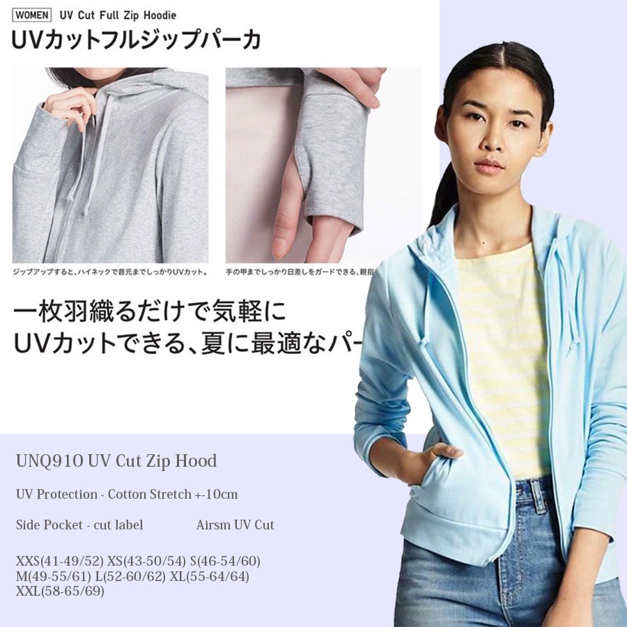 JAKET WANITA UNQ UNQ910 UV CUT ZIP HOOD-7