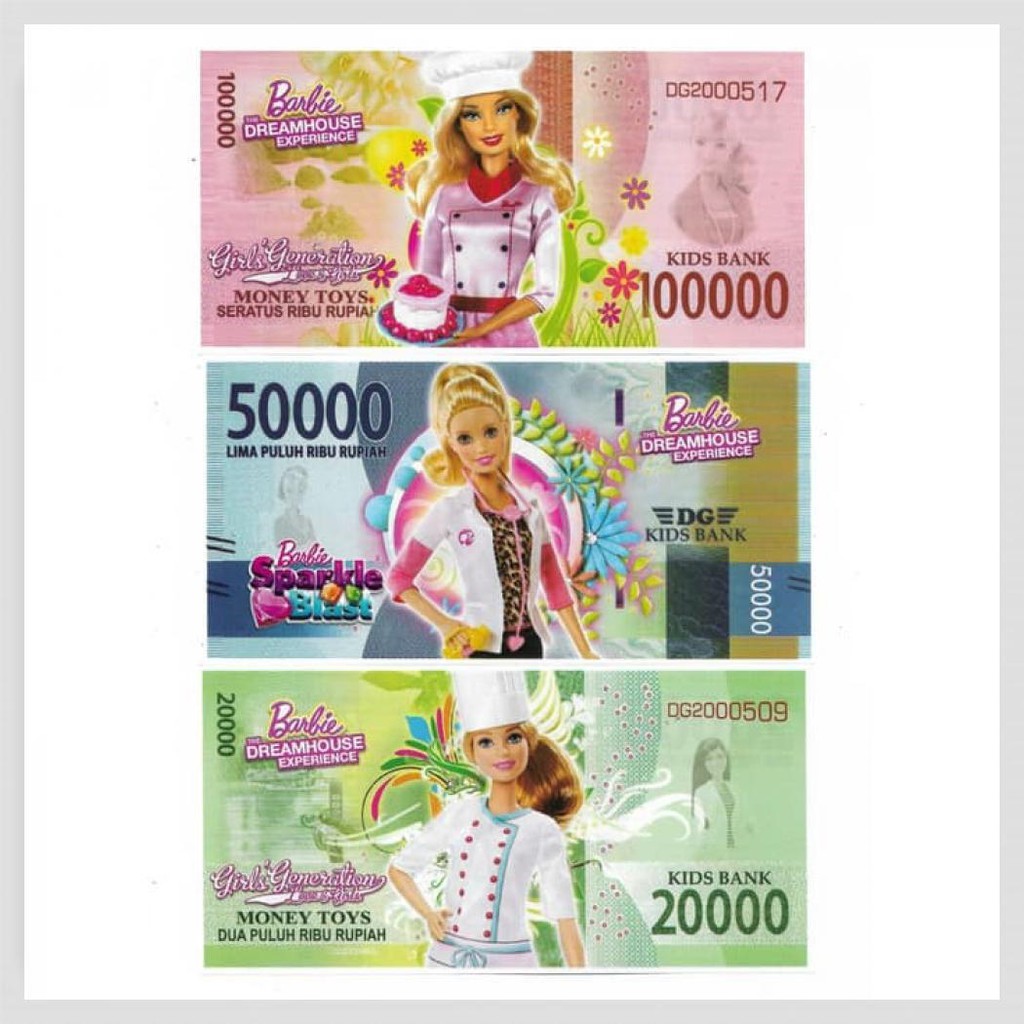 UANG KERTAS MAINAN MOTIF BARBIE