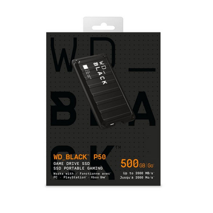 WD Black P50 SSD External 500GB Game Drive USB C External Gaming