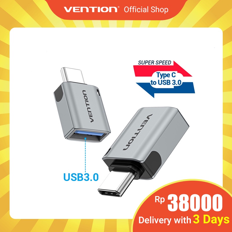 Vention Adapter Tipe C Ke Usb 3.0 Otg Male Ke Female Lapis Nikel 5gbps 3a Untuk Laptop / Handphone