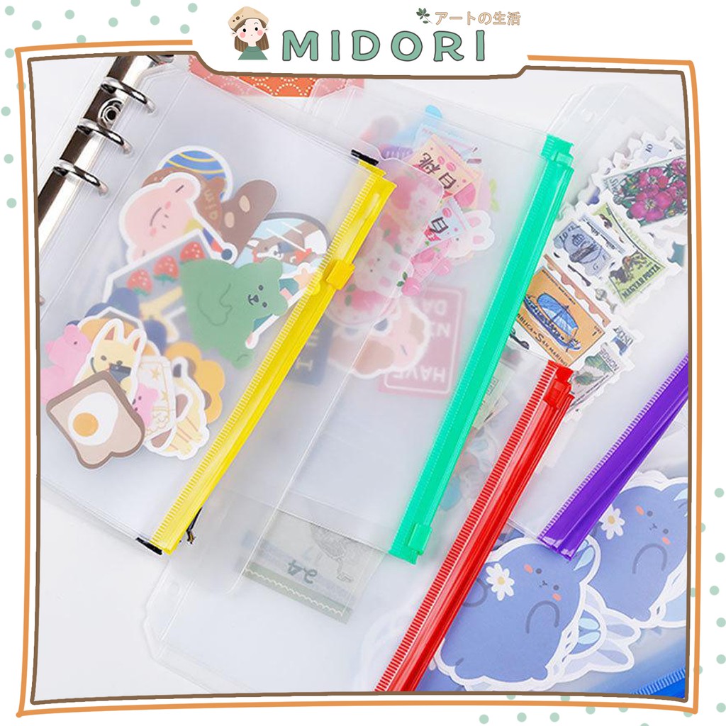 

[MIDORI] Ziplock Sleeve WARNA WARNI Binder A5 Ziplock Binder A6 Ziplock Binder - E0024