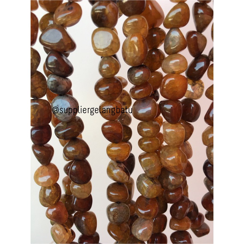 manik Batu alam yellow agate 12 x 10mm kuning serat vein agatis nature aksesoris craft grosir bahan