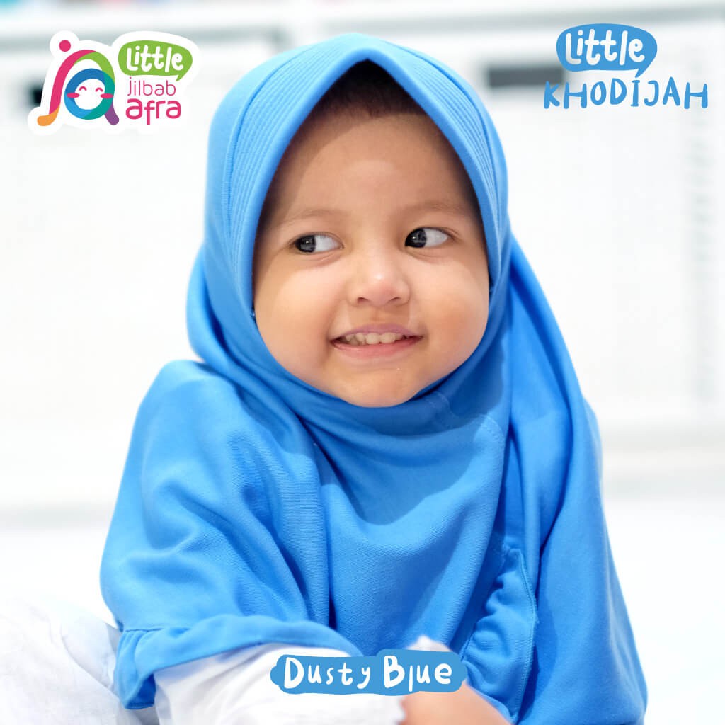 Jilbab Instan Anak Little Khodijah Dusty Blue - Little Jilbab Afra - Bahan Kaos, Adem &amp; Lembut