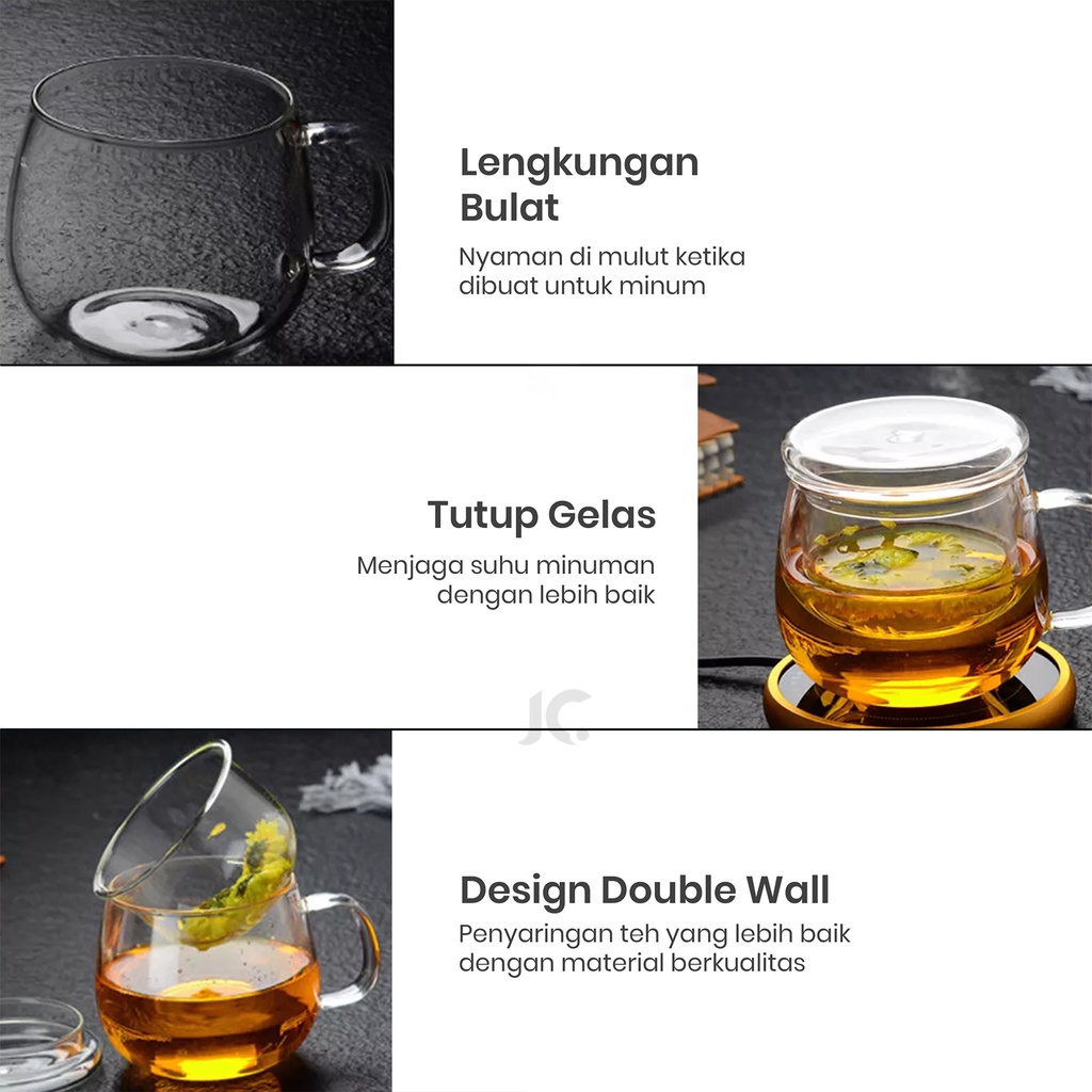 TEA POT GLASS INFUSER 300ML | TEKO TEH SARINGAN KACA - 7A-F016