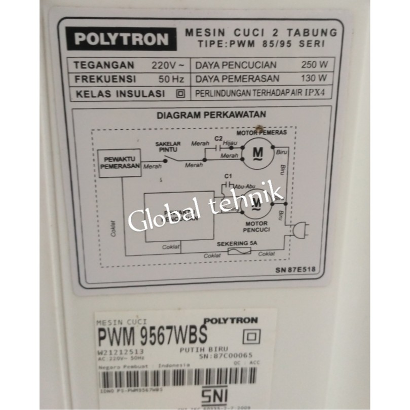 GEARBOX GEAR BOX MESIN CUCUCI 2 TABUNG POLYTRON PWM 9567 WBS