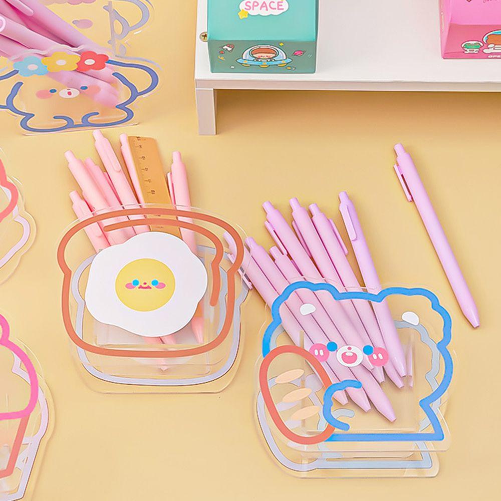 Preva Tempat Pulpen Akrilik Kawaii Lucu Box Coaster Klip Penyimpanan Kosmetik Kreatif Desktop Organizer