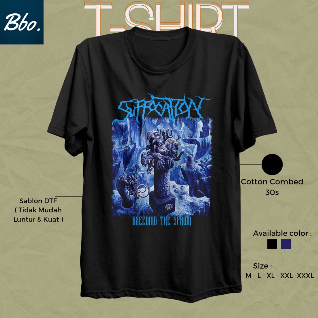 Kaos T shirt Band Death Metal Vintage Suffocation - Breeding The Spawn Original Distro Pria Wanita D