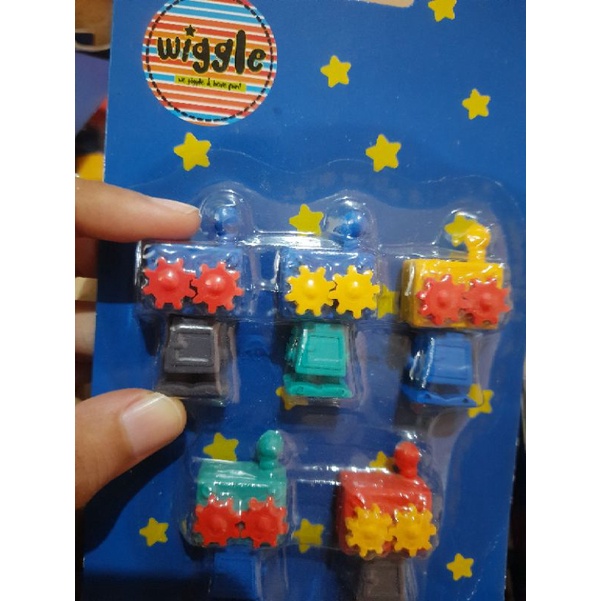 

(HABISKAN STOCK) 1 SET / PACK Penghapus 3D Karakter Robot Warna Wiggle Eraser Pensil Anak Sekolah