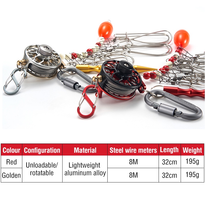 Lockfish Buckle 8M Steel Wire Rope Fishing Lock Buckle 1 Set 32Cm/195G 10 Stainless Steel Snaps Fishing Gear Fish Float Fishing Accessories