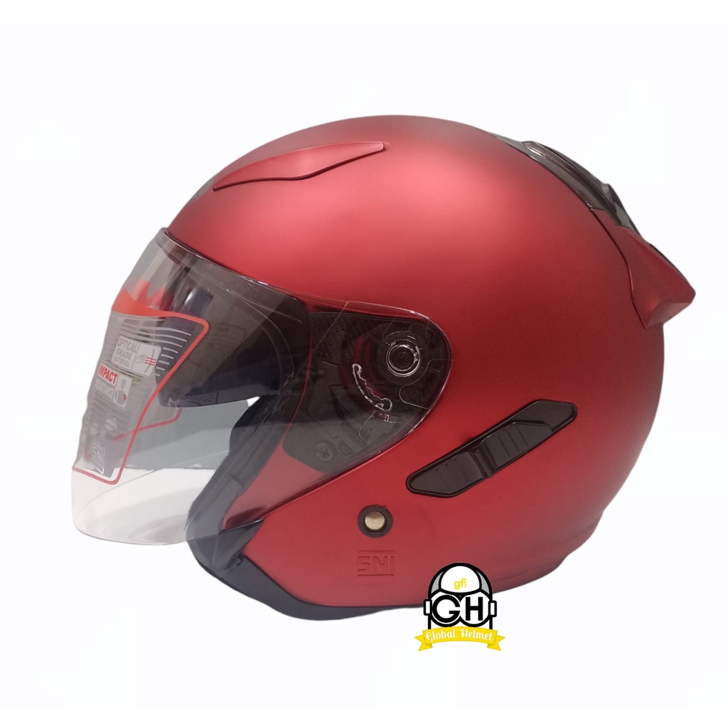 Helm Shell Rover Solid Candy Red Doff Doff Helm Shel Rover Solid Double Visor Original