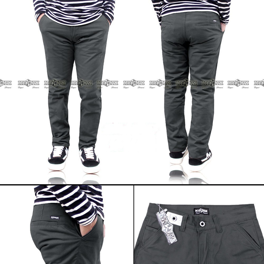 Celana Chino Panjang Pria Celana Chino Panjang Abu Distro Murah Chino Warna Grey MY MAN art CM335