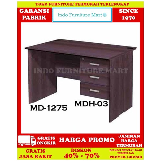 Meja Kantor Kerja Staff Minimalis Utama Expo Md 1275 Dan Laci Gantung