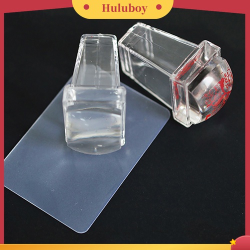 Huluboy Huluboy♡ 2pcs / Set Stamper / Scraper Nail Art Bahan Jelly Silikon