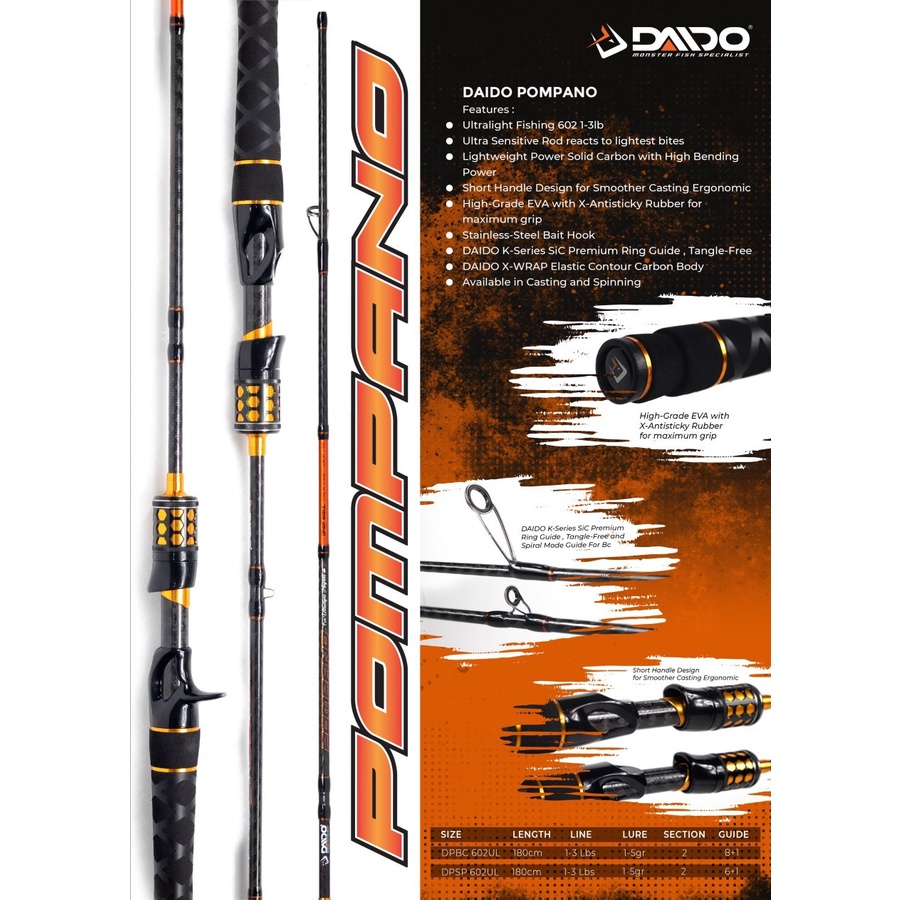 Joran Rod Casting Daido Pompano 1-3Lb 180cm spinning