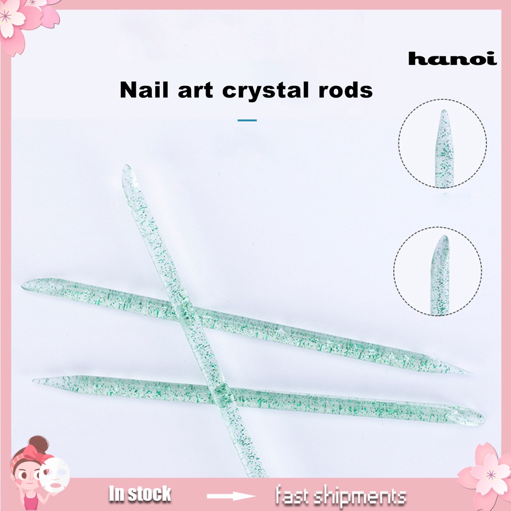 HQTM_100Pcs/Bag Point Drill Stick Reusable Safe PS Oblique Head Nail Faux Crystal Stick for Nail