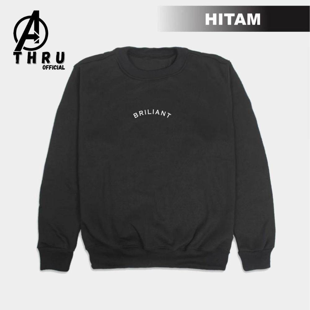 Crewneck Pria Sablon Briliant Murah Hitam Big Size Unisex Switer  Pria Crewneck Pleece Tebal halus