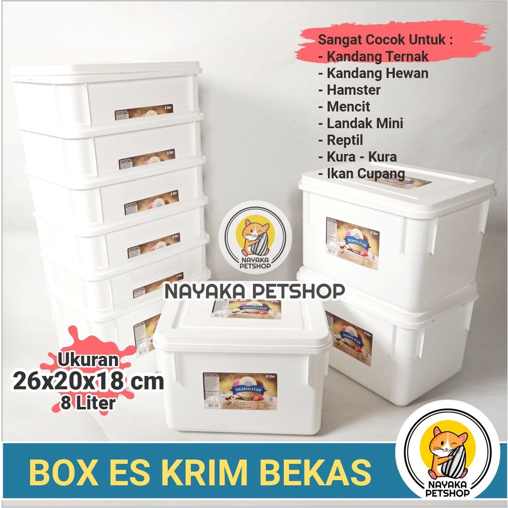 Kandang Hamster Box Es Krim Bekas Campina 8 Liter Wadah Kotak Ice Cream Ember Eskrim Tempat Ternak Mencit Tikus Reptil Hewan