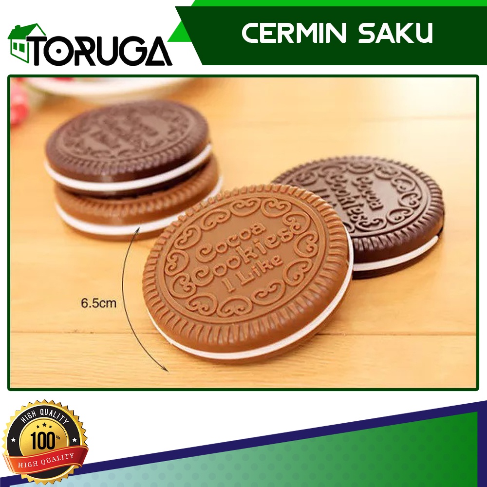 KACA RIAS CERMIN SAKU MAKE UP SAKU - POCKET MIRROR UNIK BISKUIT OREO