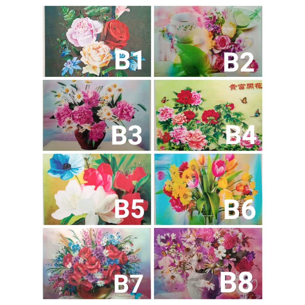 Poster Gambar 3D / 3 Dimensi Bunga 30x40cm