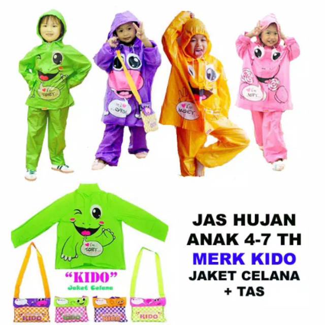 PROMO! Jas Hujan Anak KIDO Kiddo Imut Imoet Baju Indoplast Jas Hujan Setelan Jaket Celana Kecil Lucu Jas SD Anak-anak Kecil