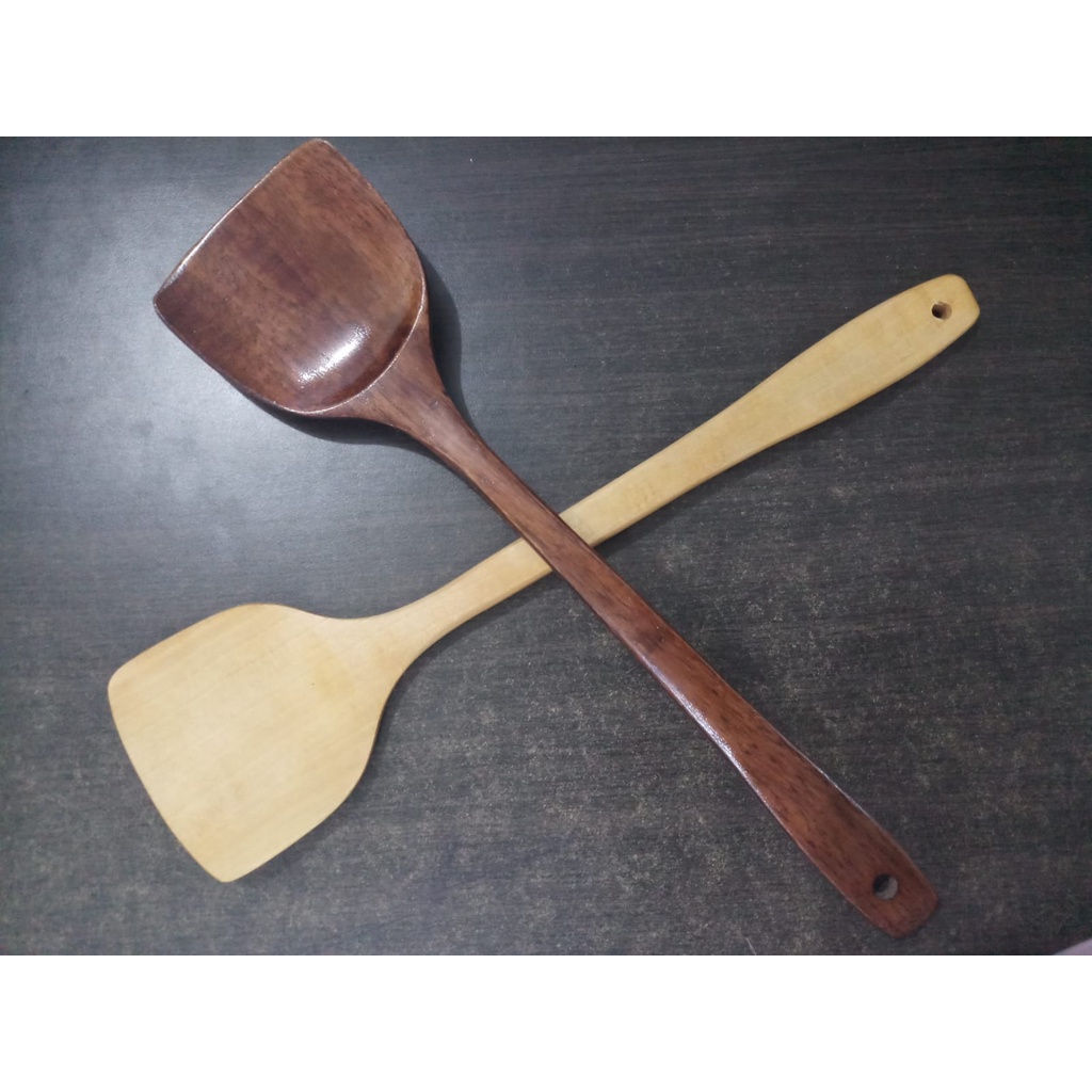 Sutil Sodet Spatula Kayu / Sendok Spatula bahan Kayu untuk Memasak / Spaatula Sutil Sodet Penggorengan Kayu