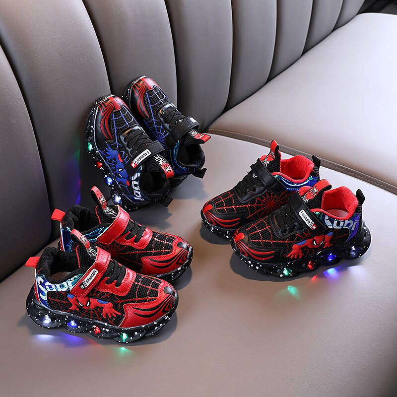 Sepatu Anak 1-5 Tahun Sneakers Anak Motif Spiderman  Venom Sepatu LED Anak Laki-laki Perempuan Impor