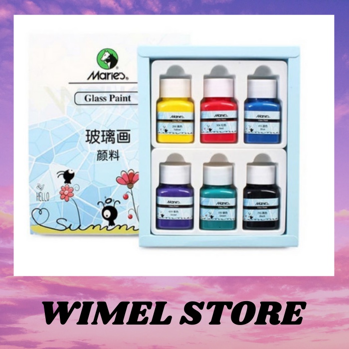 

MARIES GLASS PAINT COLOUR Type A7006 6 WARNA (CAT)