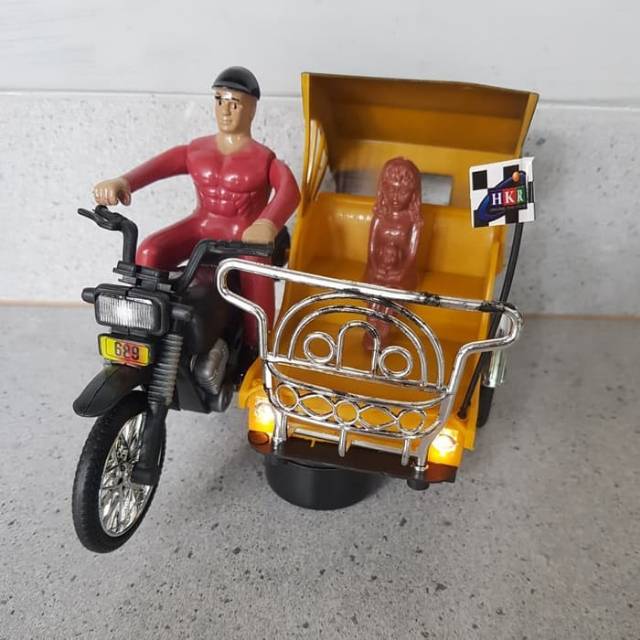 Mainan becak motor bumb go batre replika becak edukasi anak