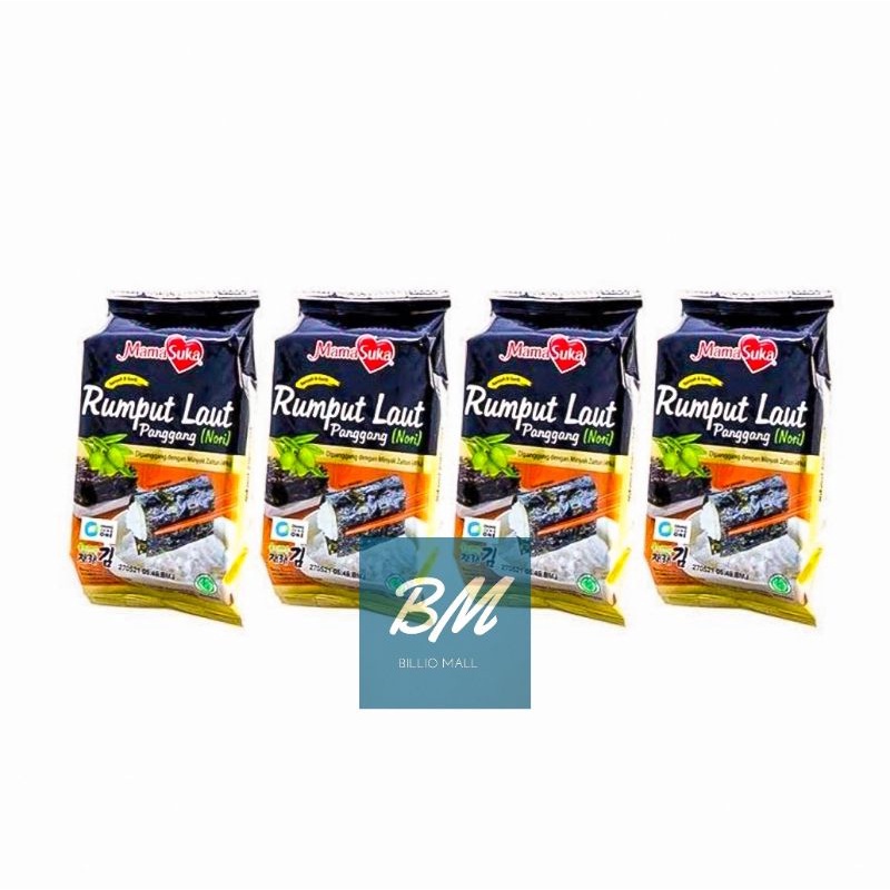 

Rumput Laut Mamasuka 4 Pcs / Rumput Laut Panggang MamaSuka 4 x 4,5 gr