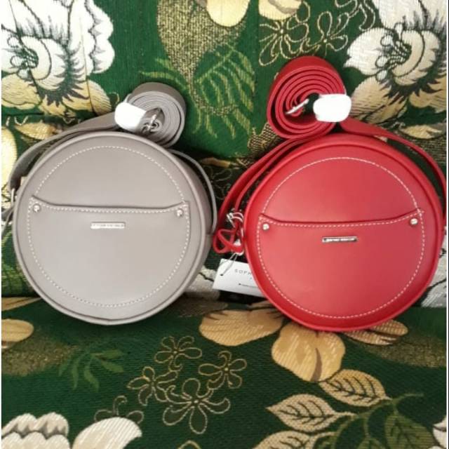 Tas sophie martin bulet merah dan grey