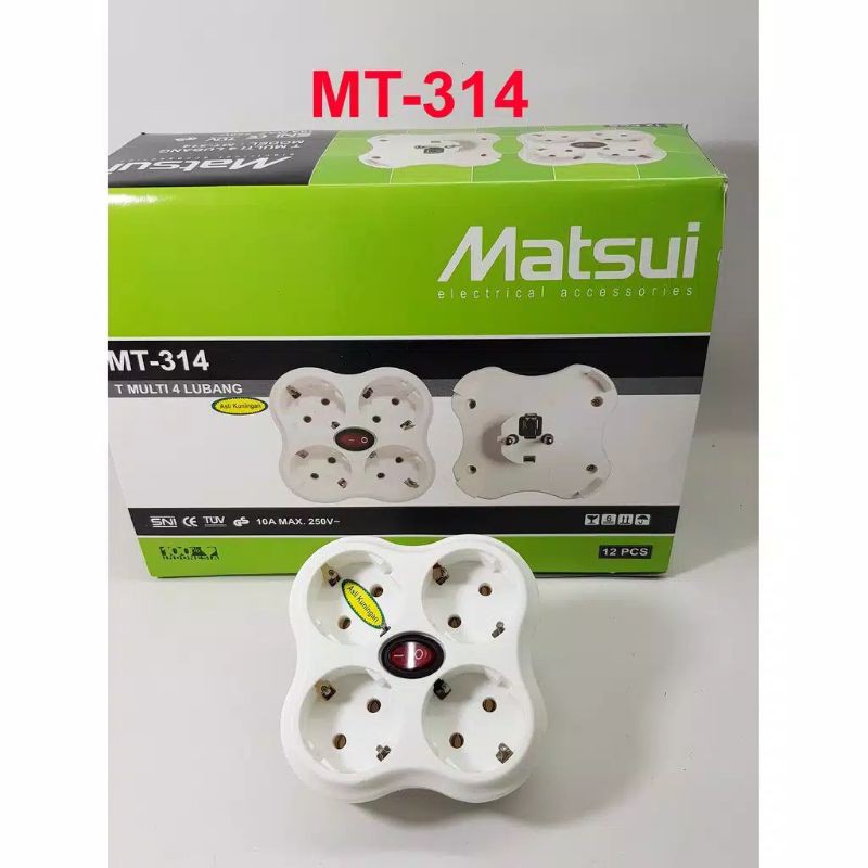 T Multi Colokan Listrik Lubang 4 / Colokan Listrik +Switch / Stop Kontak Out Bow 4 in 1 Switch Matsui MT-314 / Colokan Bagus Murah