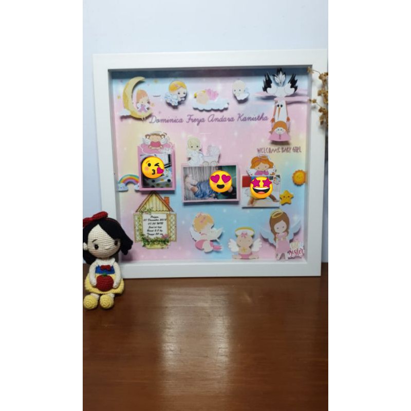 pop up frame, newborn 3d frame, kado bayi, frame 3d, baby frame 40x40