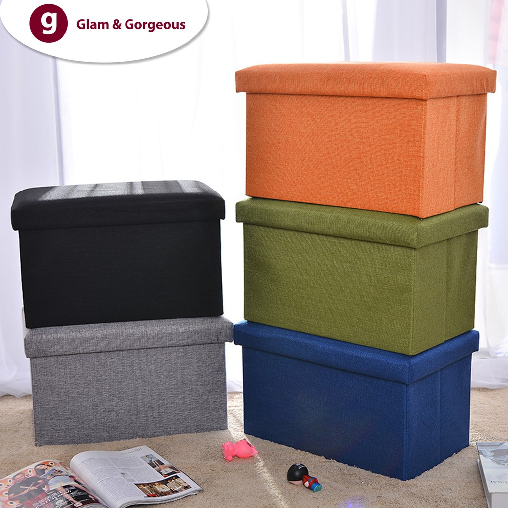 Box penyimpanan Serbaguna Kursi Stool Tempat Mainan Sepatu Buku Bahan Cotton SB014