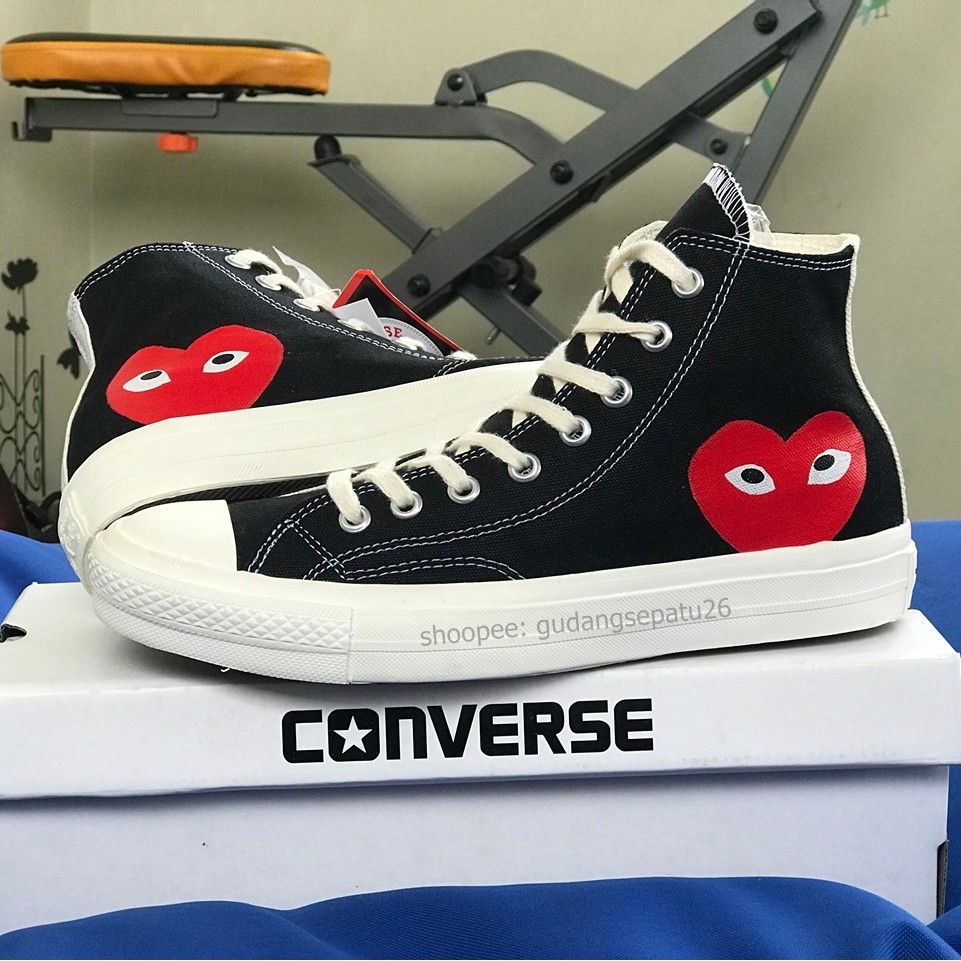 SEPATU CONVERSE HIGH PLAY CDG BLACK WHITE CHUCK TAYLOR
