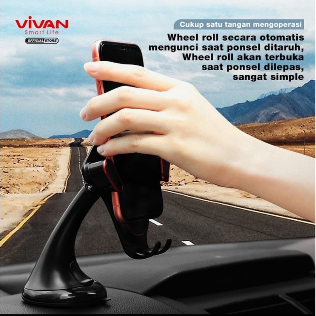 Vivan CHS07 Gravity Phone Car Holder Mobil Sucker Suction Cup Mount