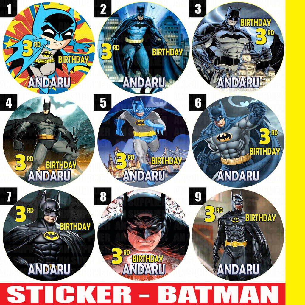 

60 STIKER BATMAN - LABEL BAG / KUE / SOUVENIR ULTAH ULANG TAHUN