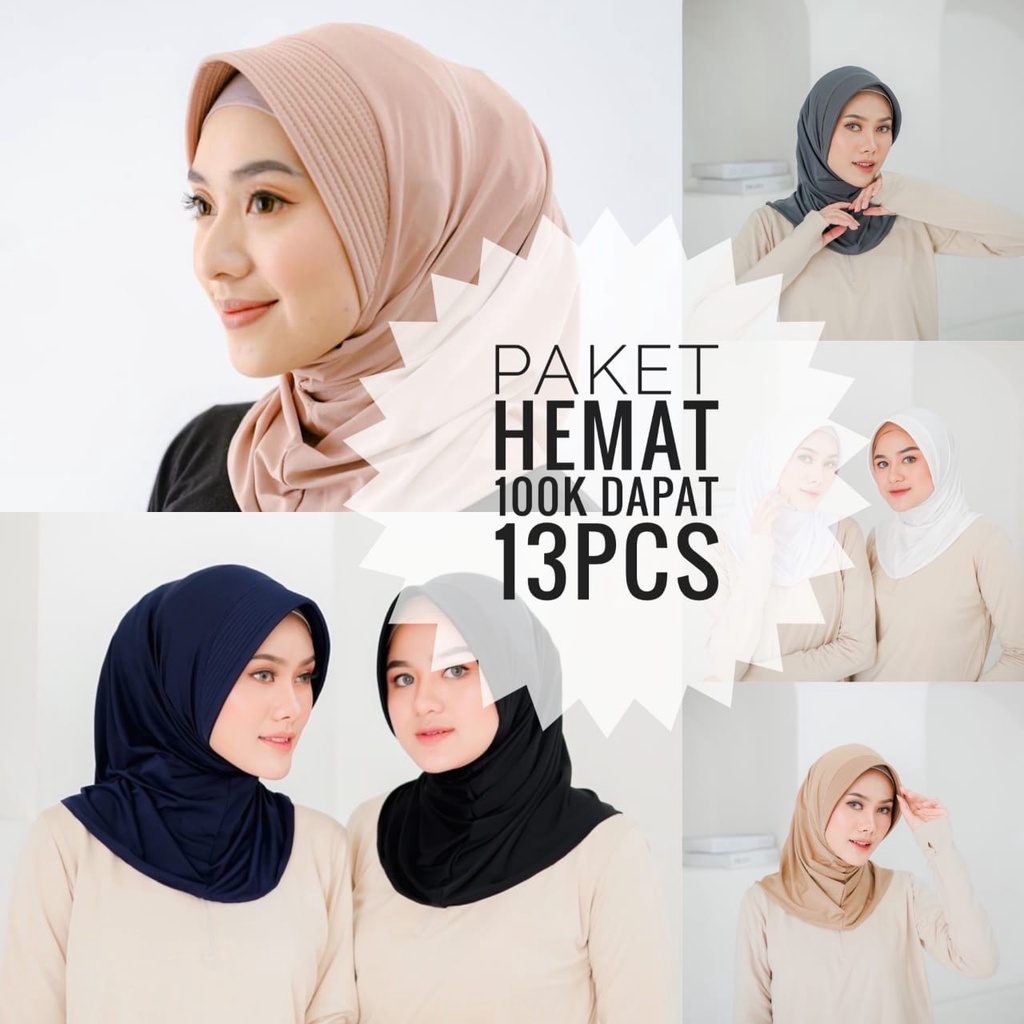 PAKET HEMAT HIJAB SPORT 100K dapat 13 PCS