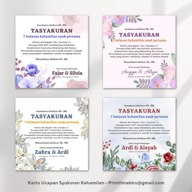 STIKER DAN KARTU UCAPAN SYUKURAN 4 Bulanan / 7 Bulanan (Minimal order 48pcs)