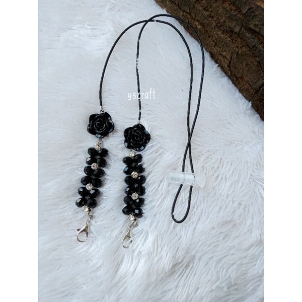 strap masker 2in1 kristal resin mawar/konektor masker 2in1