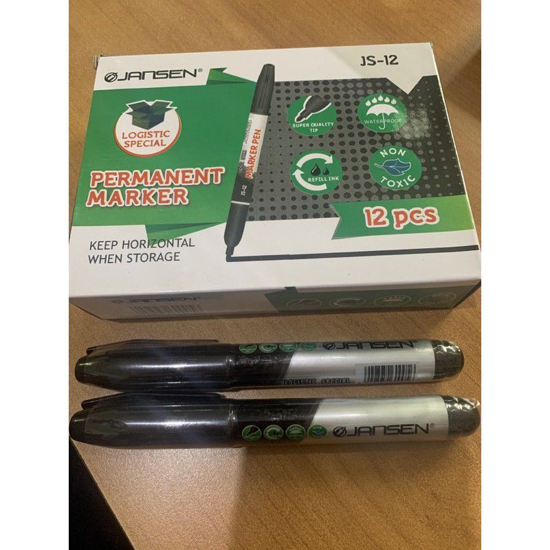 

(12pcs) Spidol Jansen Permanent besar Hitam Termurah
