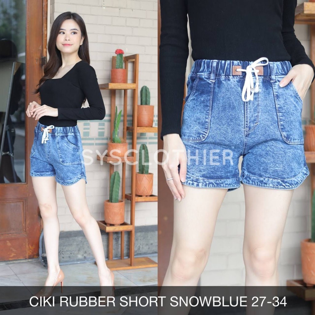 CELANA JEANS  WANITA CIKI RUBBER SHORT -SYS CLOTHIER