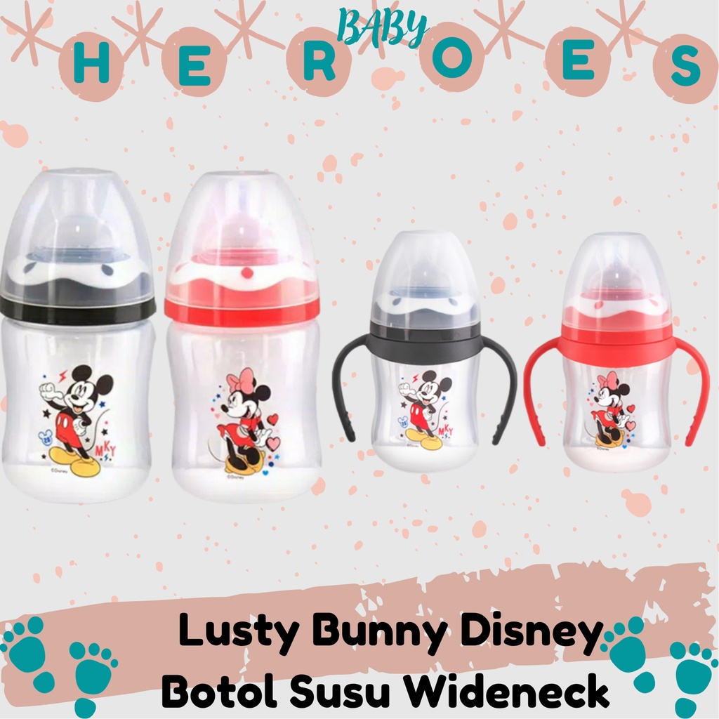 Lusty Bunny Disney Botol Susu Wideneck Bottle / Regular Bottle  with Handle Mickey Minnie