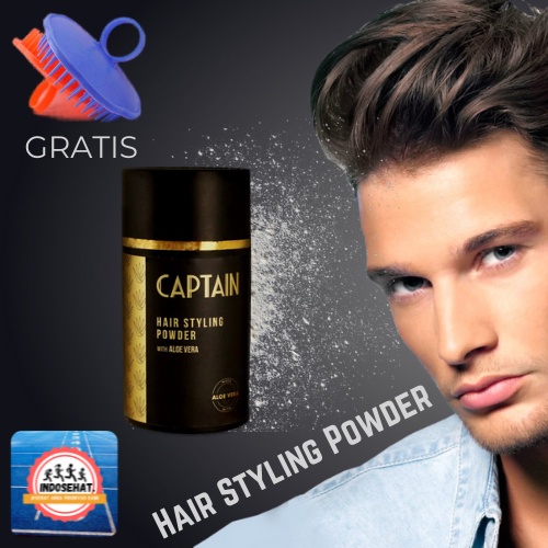 CAPTAIN Hair Styling Powder Dust - Bubuk Bedak Powder Styling Rambut Pria FREE SISIR
