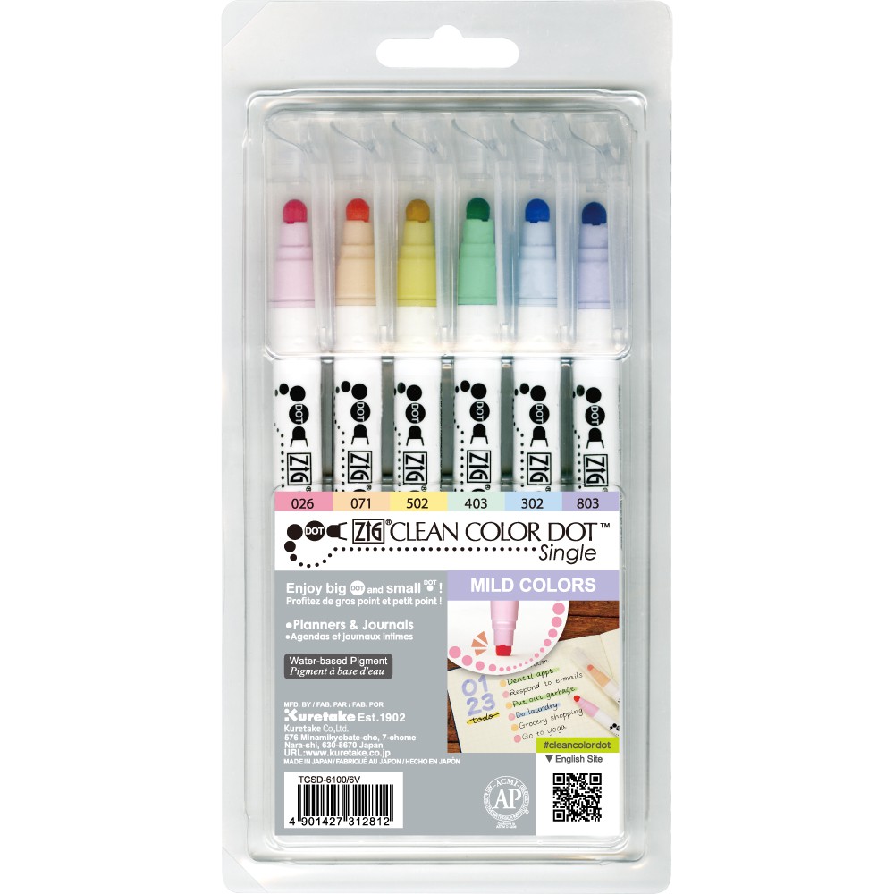 

ZIG CLEAN COLOR DOT SINGLE Set 6 Color - (TCSD-6100/6V)