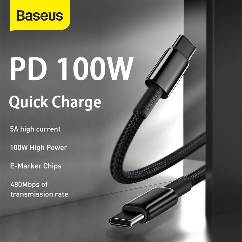 BASEUS ORIGINAL Kabel Data Tungsten Gold Type C to Type C 100W 5A Super Fast Charging Samsung Oppo