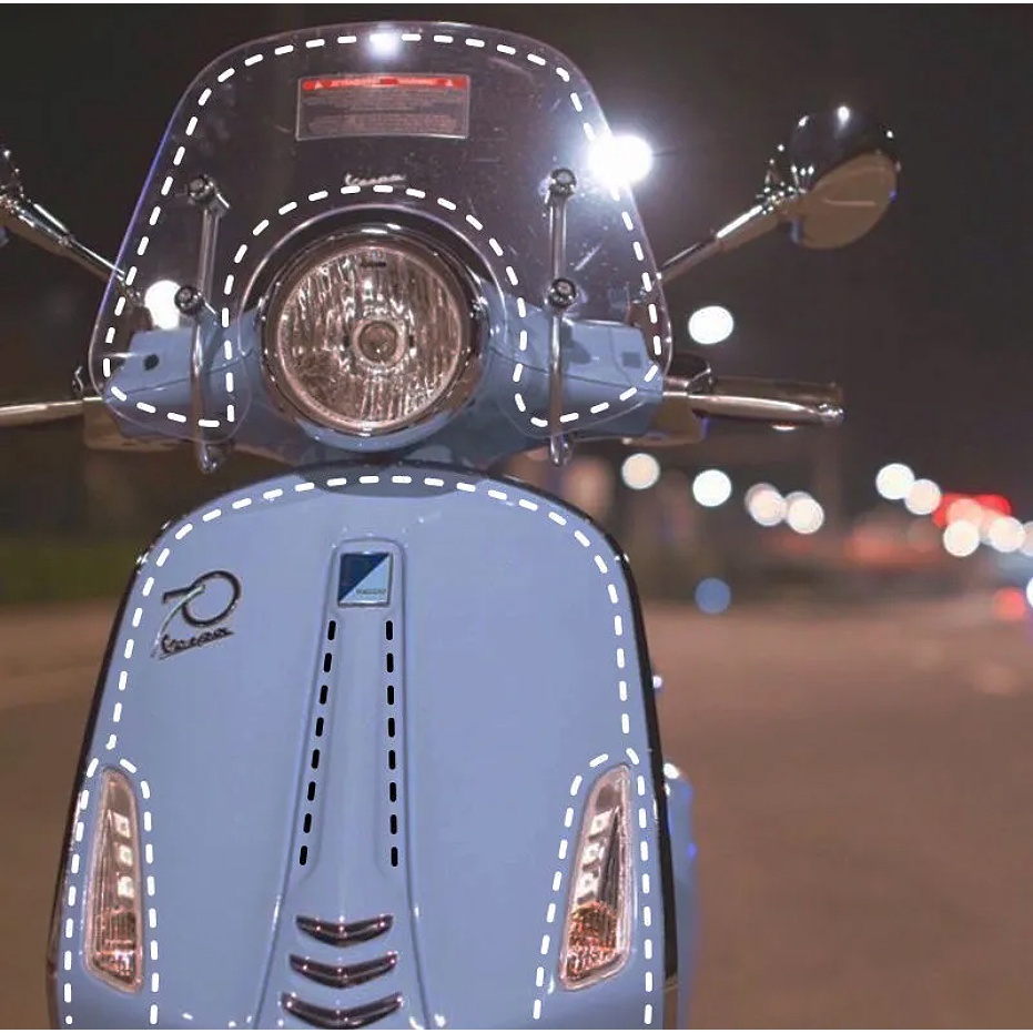 Universal DIY Dotted Line Sepeda Motor Stiker Dekoratif Jahit Stitch Skuter Sepeda Helm Kreatif Dimodifikasi Stiker untuk PIAGGIO Vespa