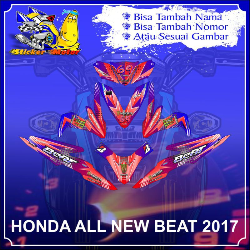 DECAL STICKER HONDA BEAT 2017 MONSTER NEW RACING