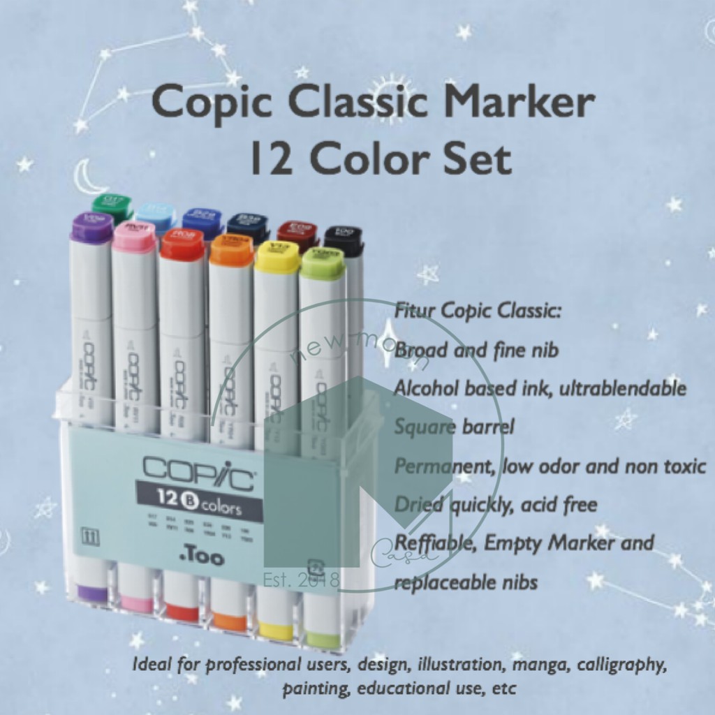 

Copic Marker Set 12 Classic Basic Color Spidol Gambar Warna Arsitektur Kaligrafi Design Manga