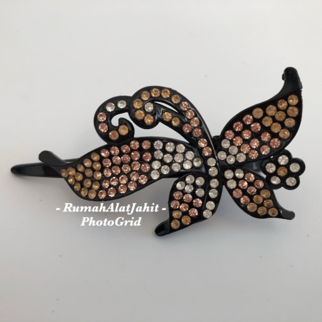 Jepit rambut (hair clip) Permata 10 cm model 7A16 0A motif kupu-kupu, 5 pilihan warna