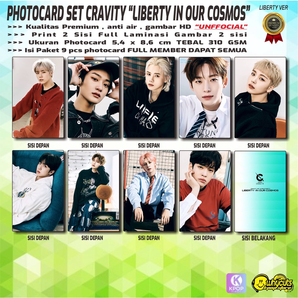 PHOTOCARD SET PC KPOP PREMIUM CRAVITY LIBERTY IN OUR COSMOS / PRINT 2 SISI FULL LAMINASI GLOSSY / ANTI AIR